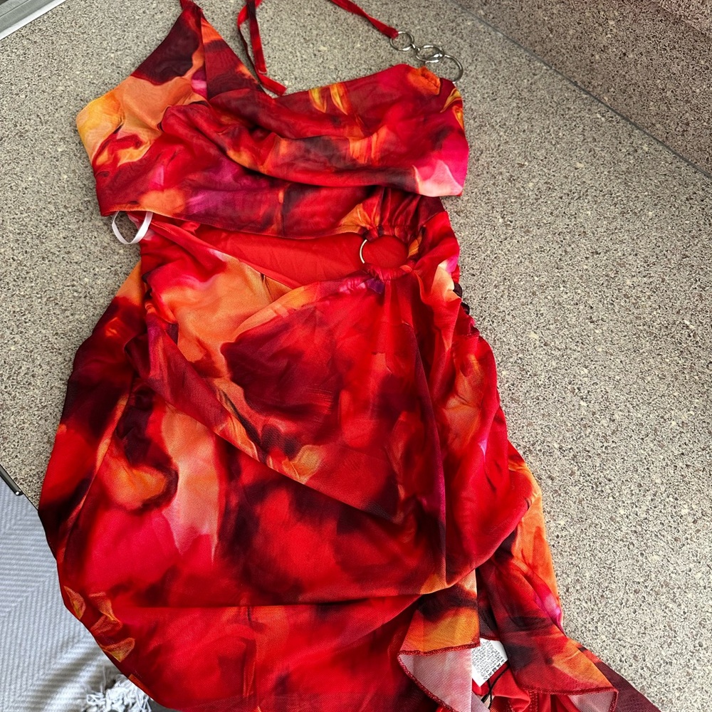 Vibrant Red and Orange Women's Dress